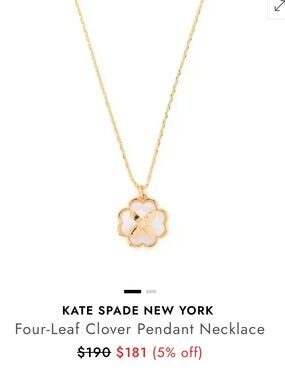 Kate Spade Four-Leaf Clover Pendant Necklace in Gold tone. NWT. 18” w/extender.